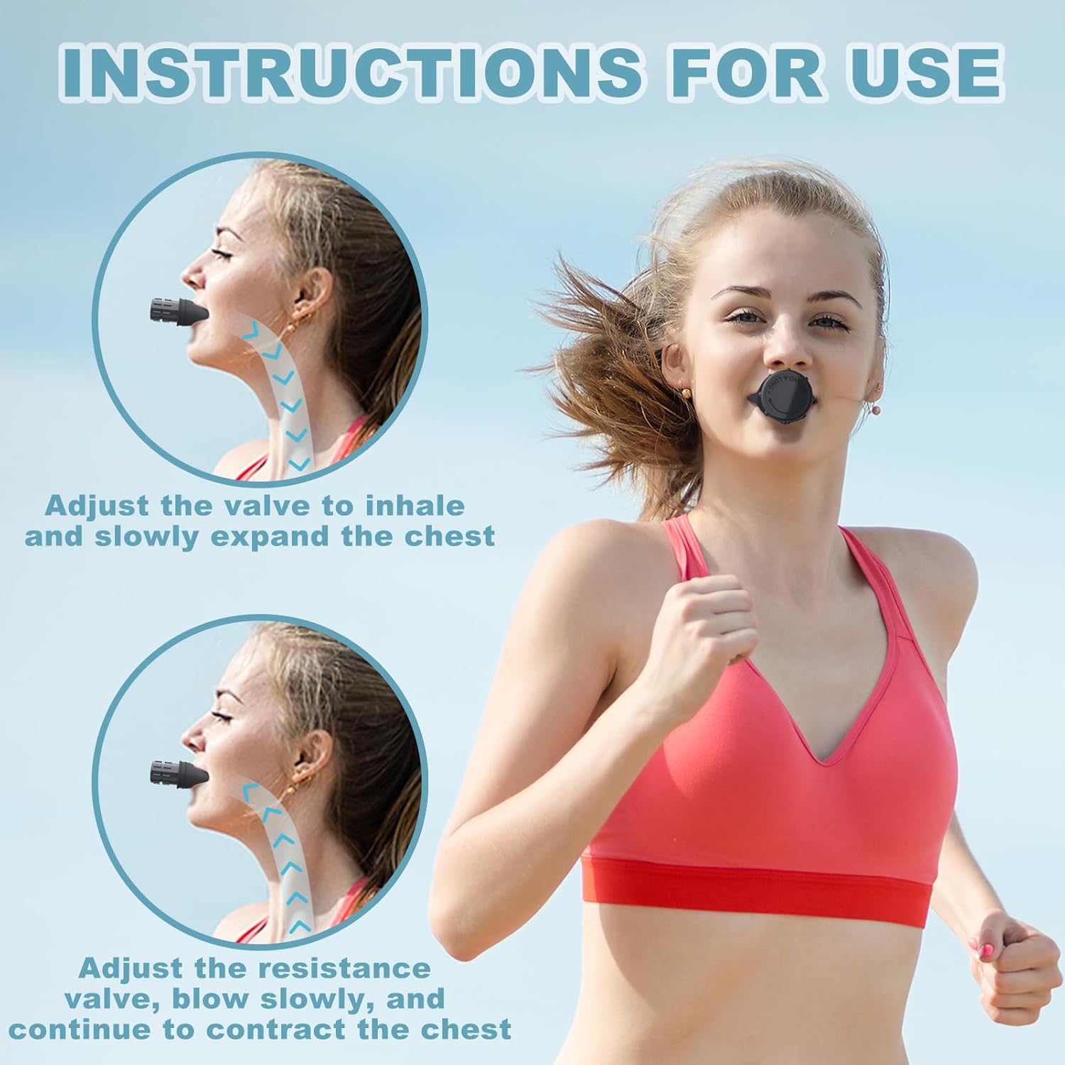 Breathing Trainer - Portable Lung Exerciser and Lung Trainer, Adjustable Resistance Handheld Device for Respiratory Therapy, Ideal for Athletes & Fitness Enthusiasts and Easy to Clean (2PCS)